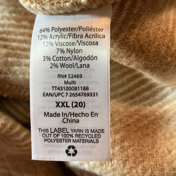 NWT Time and Tru XLorXXL camel & beige plaid faux wrap fringe heavy skirt - Picture 15 of 16